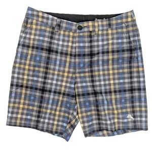 Tommy Bahama‎ Island Active Hybrid Gray Checkered Shorts Men's Size 34